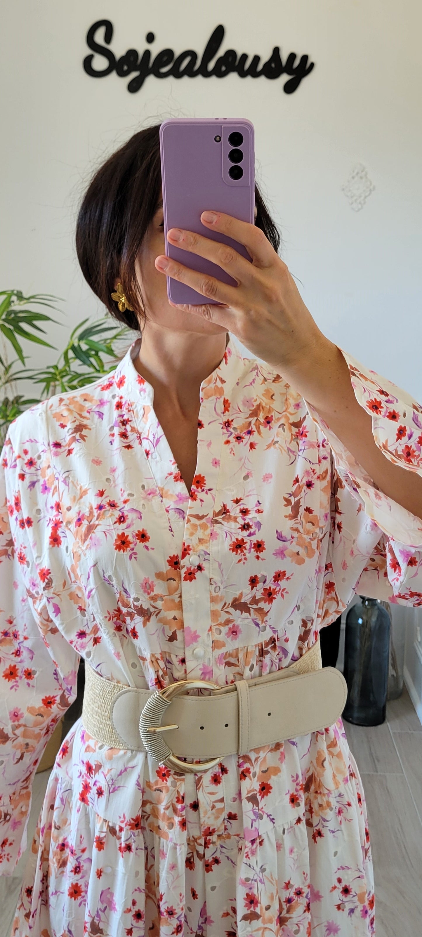 Robe longue fleurie blanche