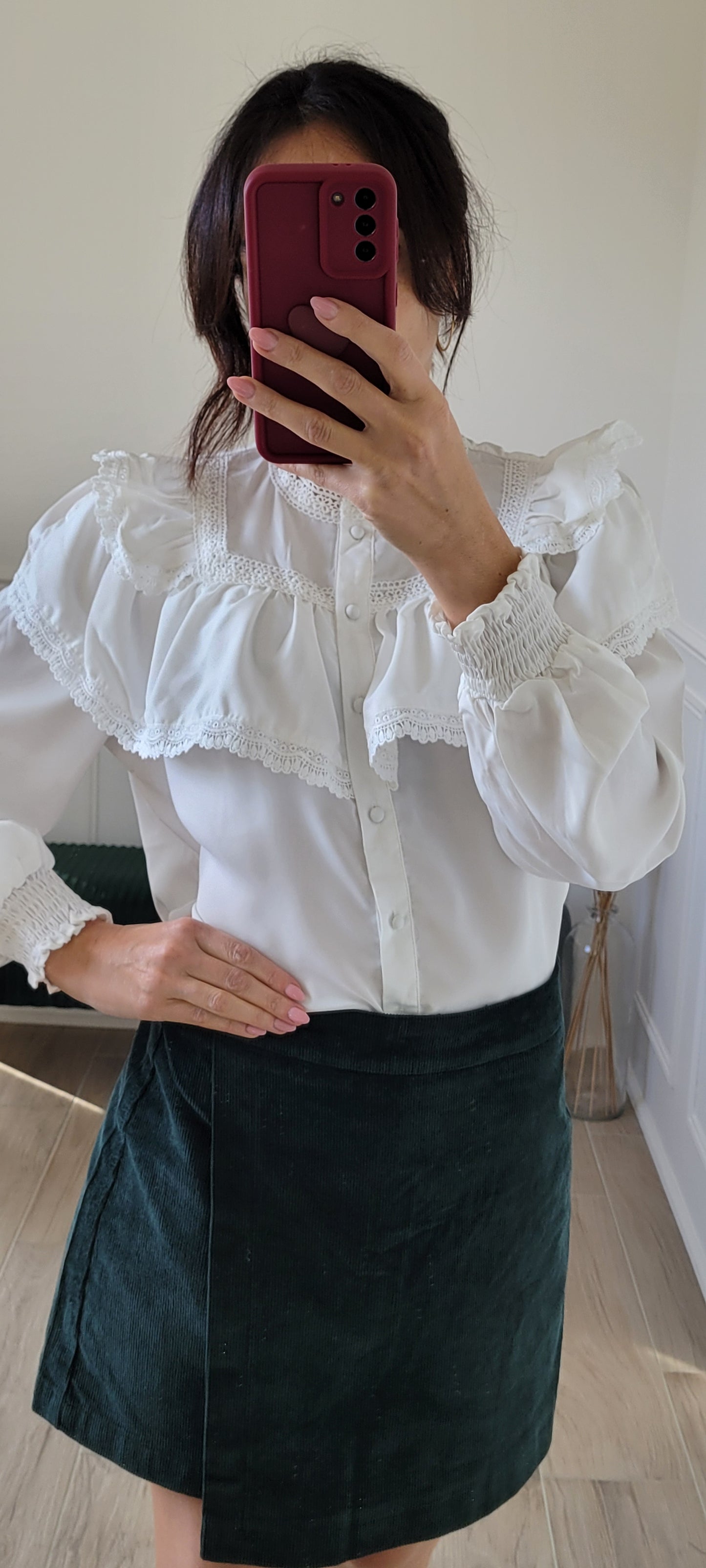 Chemise fluide à volants en dentelle Riga