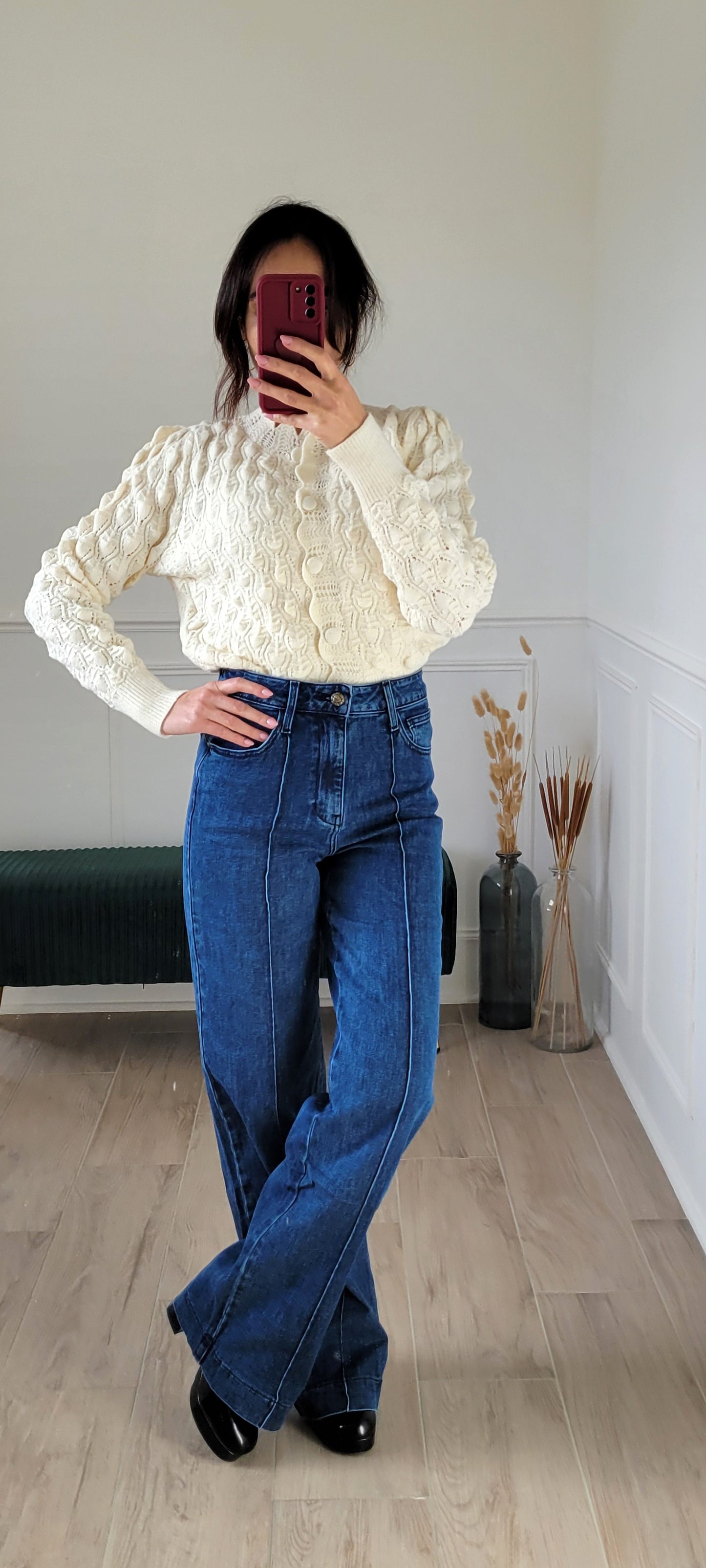 Jean wide avec couture Venise