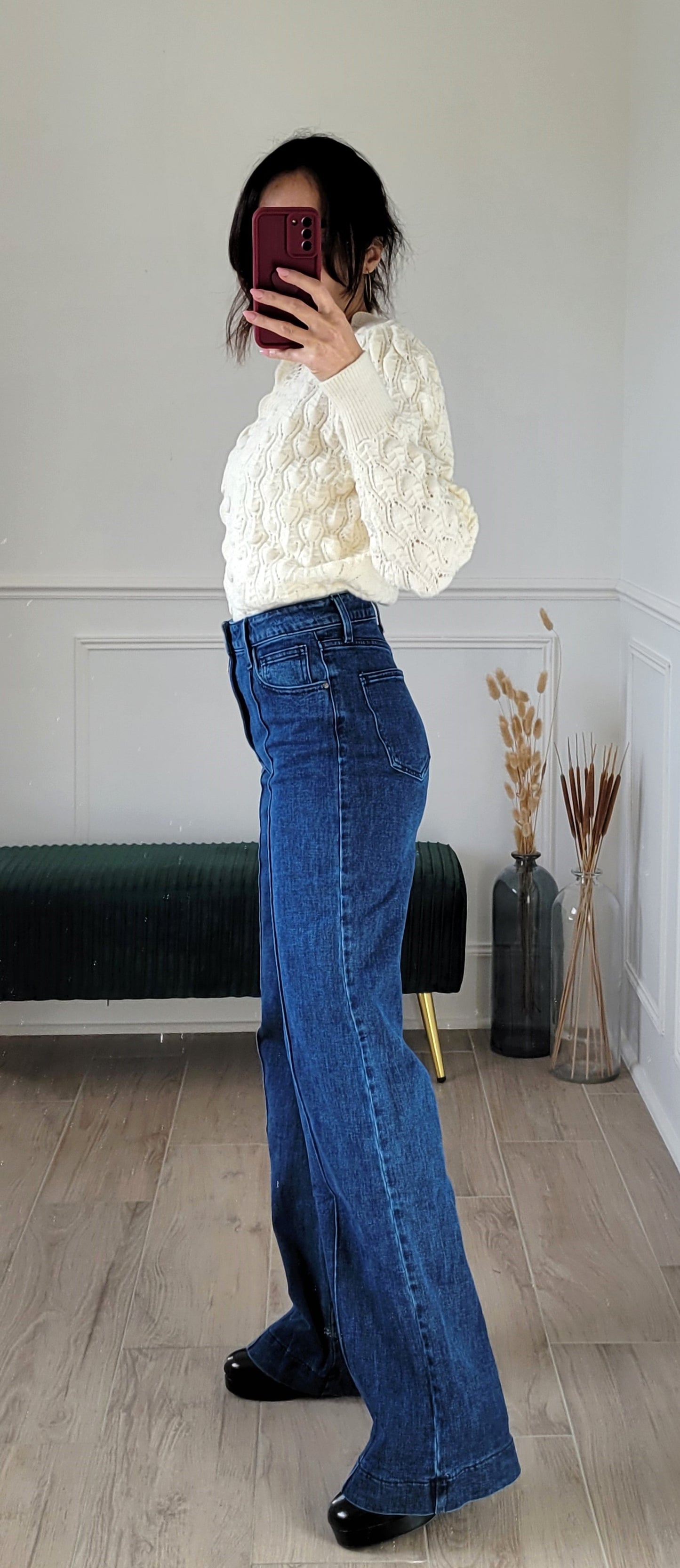 Jean wide avec couture Venise