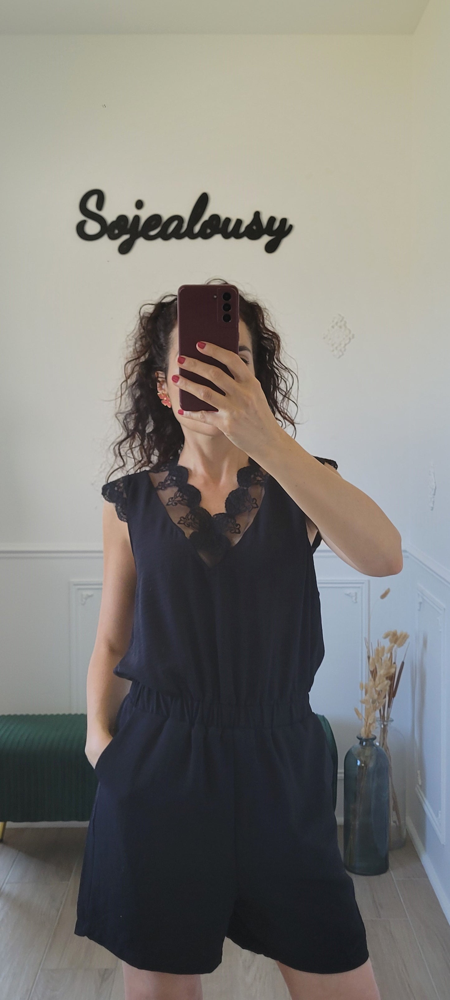 Combishort avec dentelle noire Ilona
