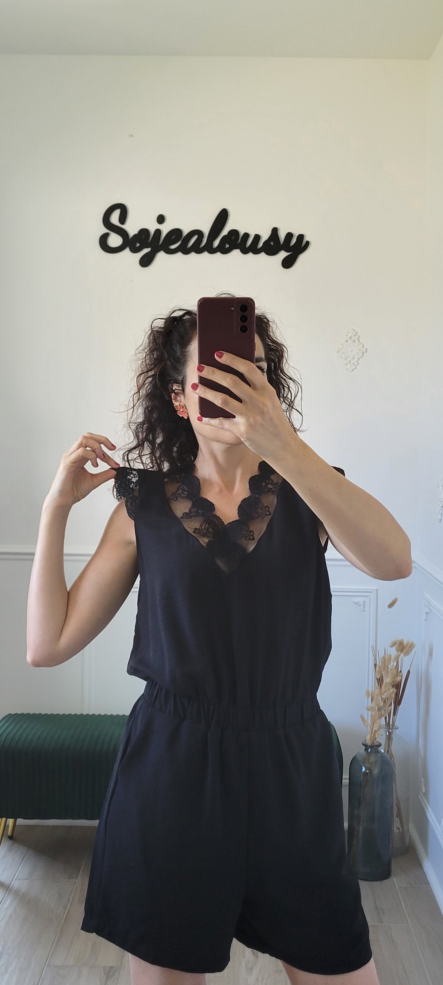 Combishort avec dentelle noire Ilona