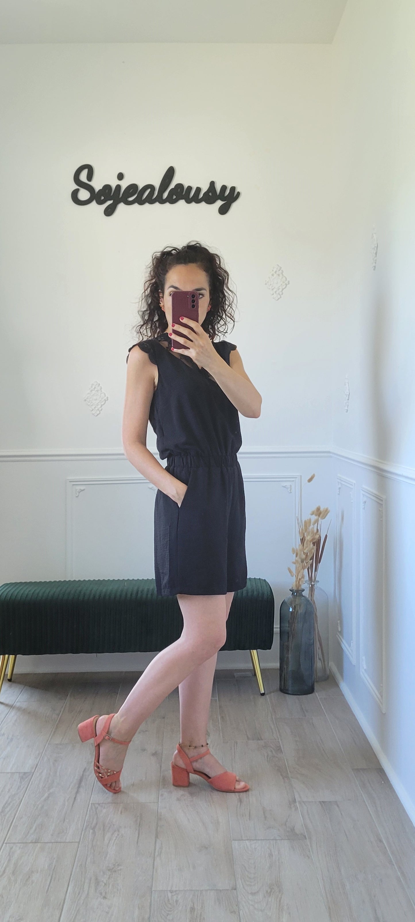 Combishort avec dentelle noire Ilona