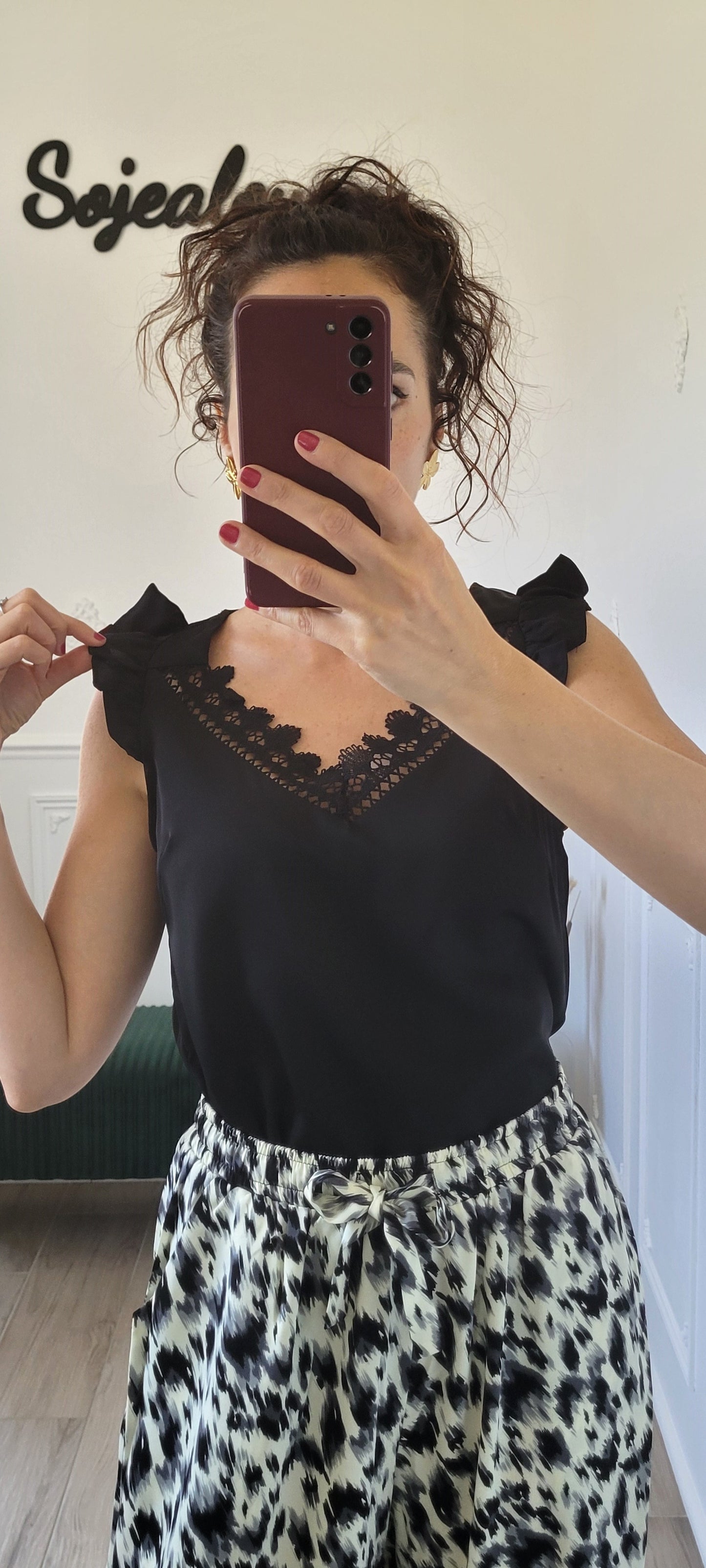 Top à dentelle noir Luna