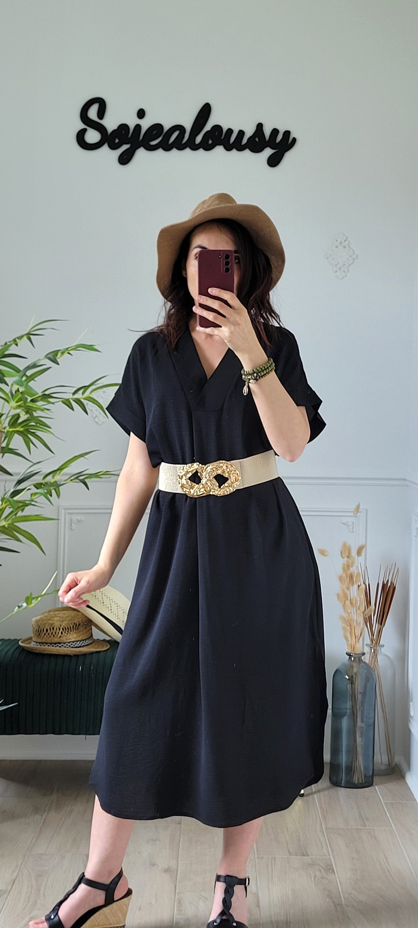 Ceinture élastique à boucles dorées