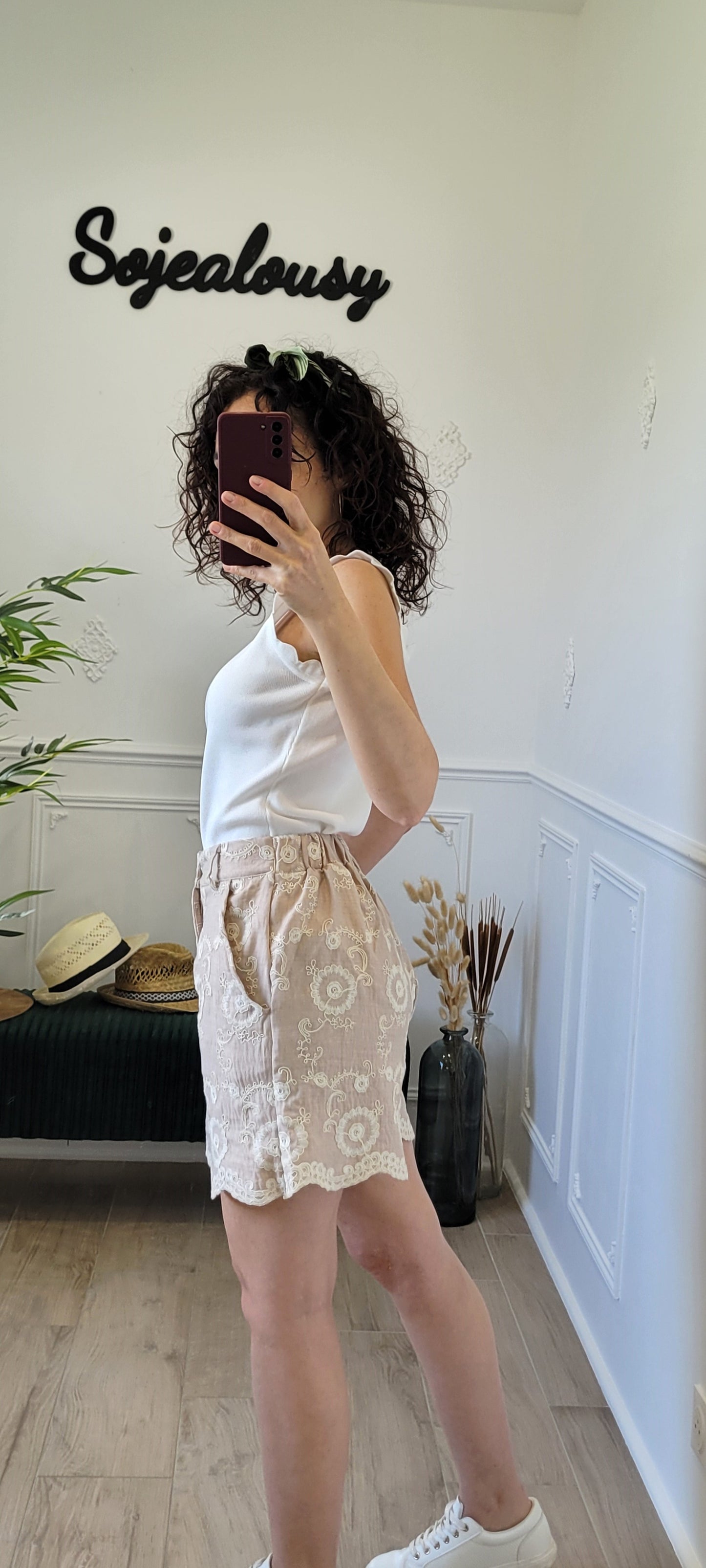 Short avec fleur bordées Elisa