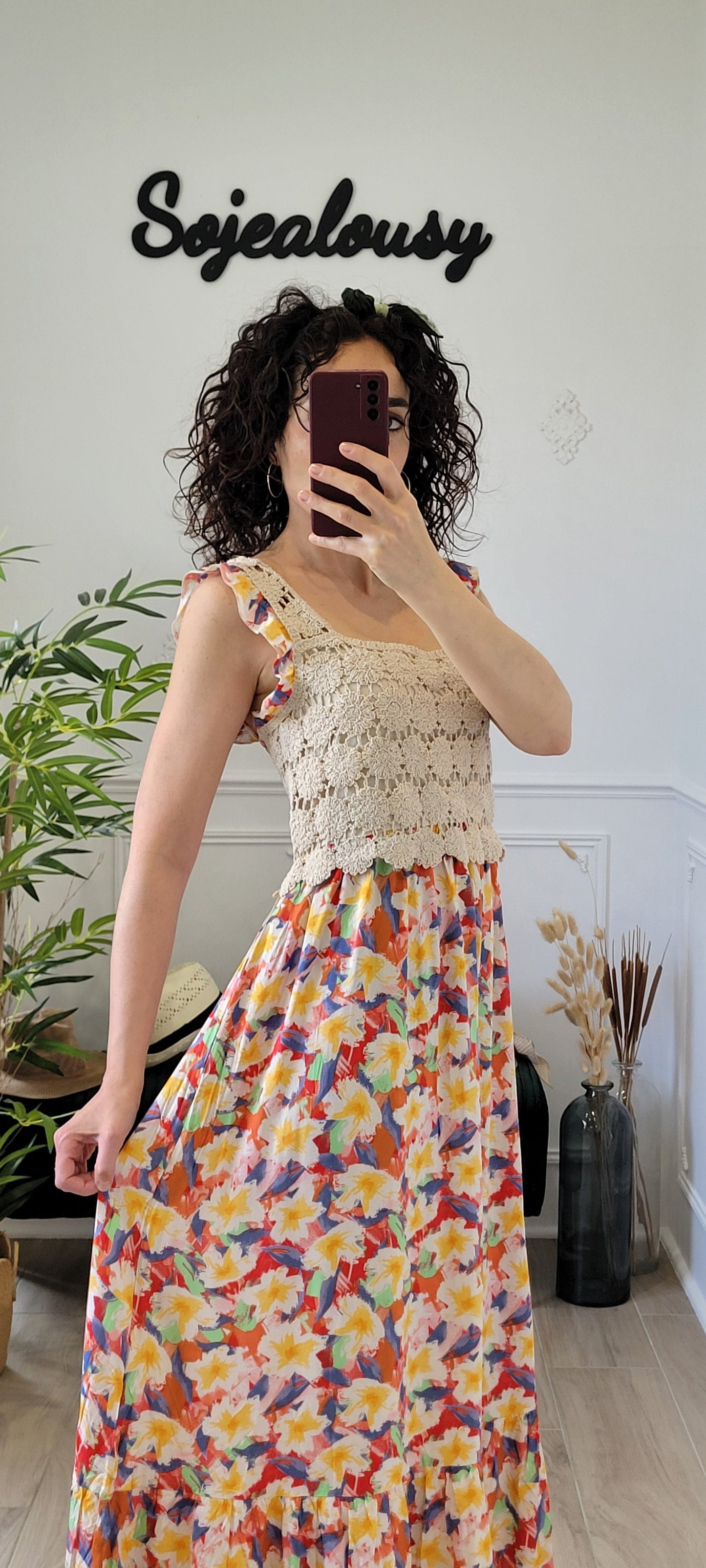 Robe longue avec crochet Calista