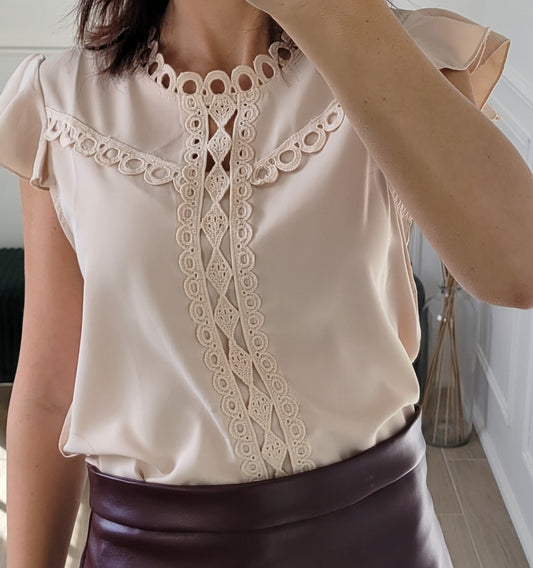 Blouse dentelle et volants Oslo