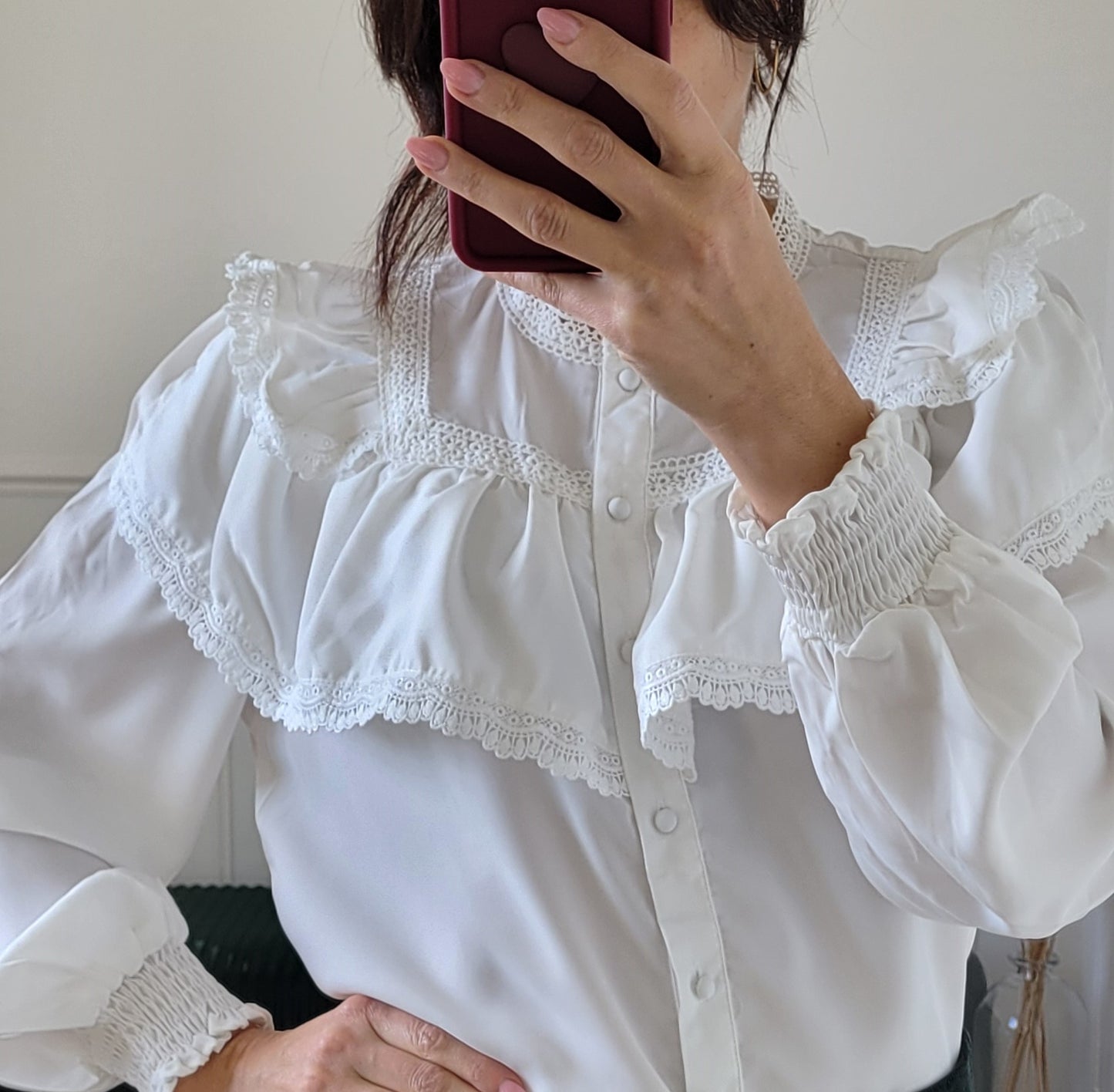 Chemise fluide à volants en dentelle Riga