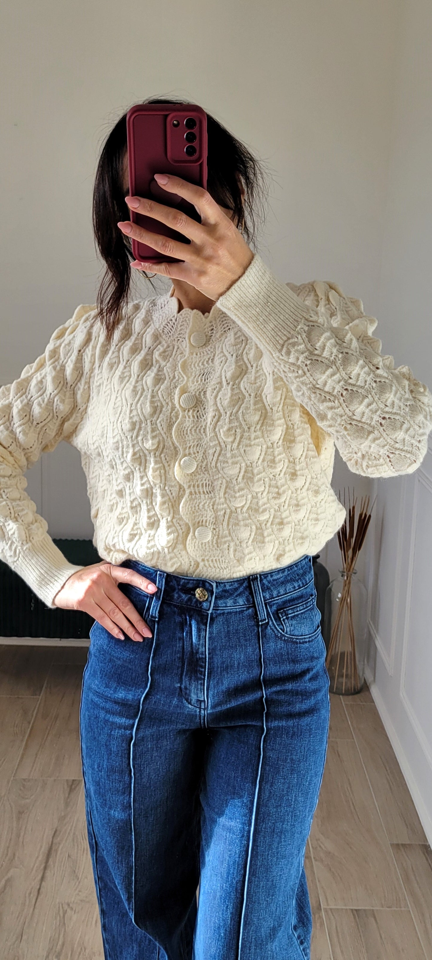 Gilet en maille texturé à motifs géométriques Munich