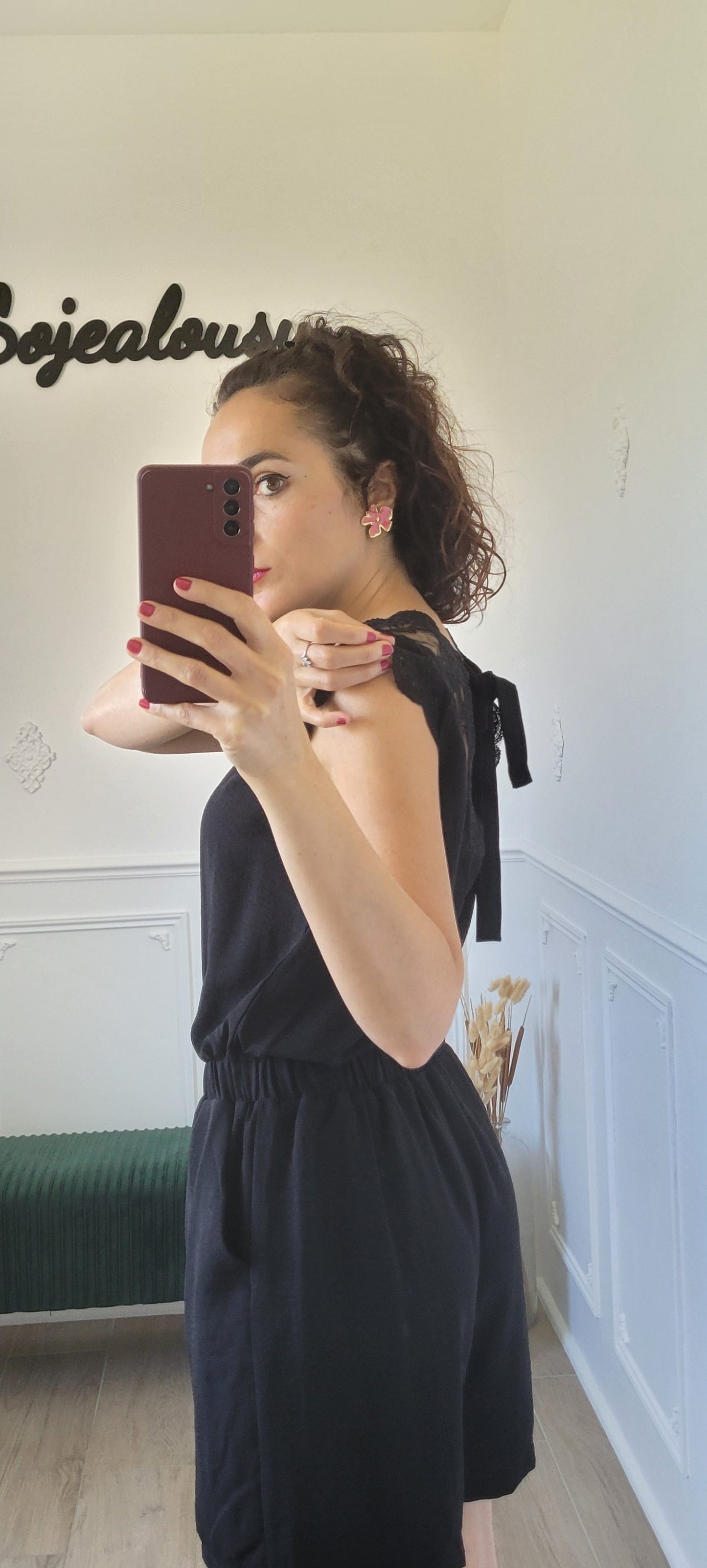 Combishort avec dentelle noire Ilona