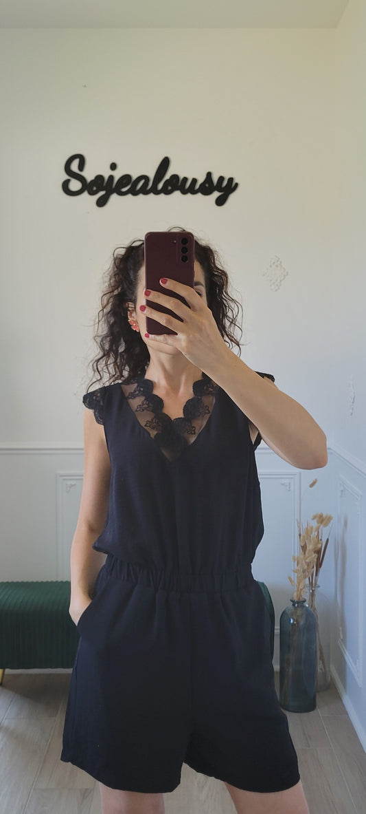 Combishort avec dentelle noire Ilona
