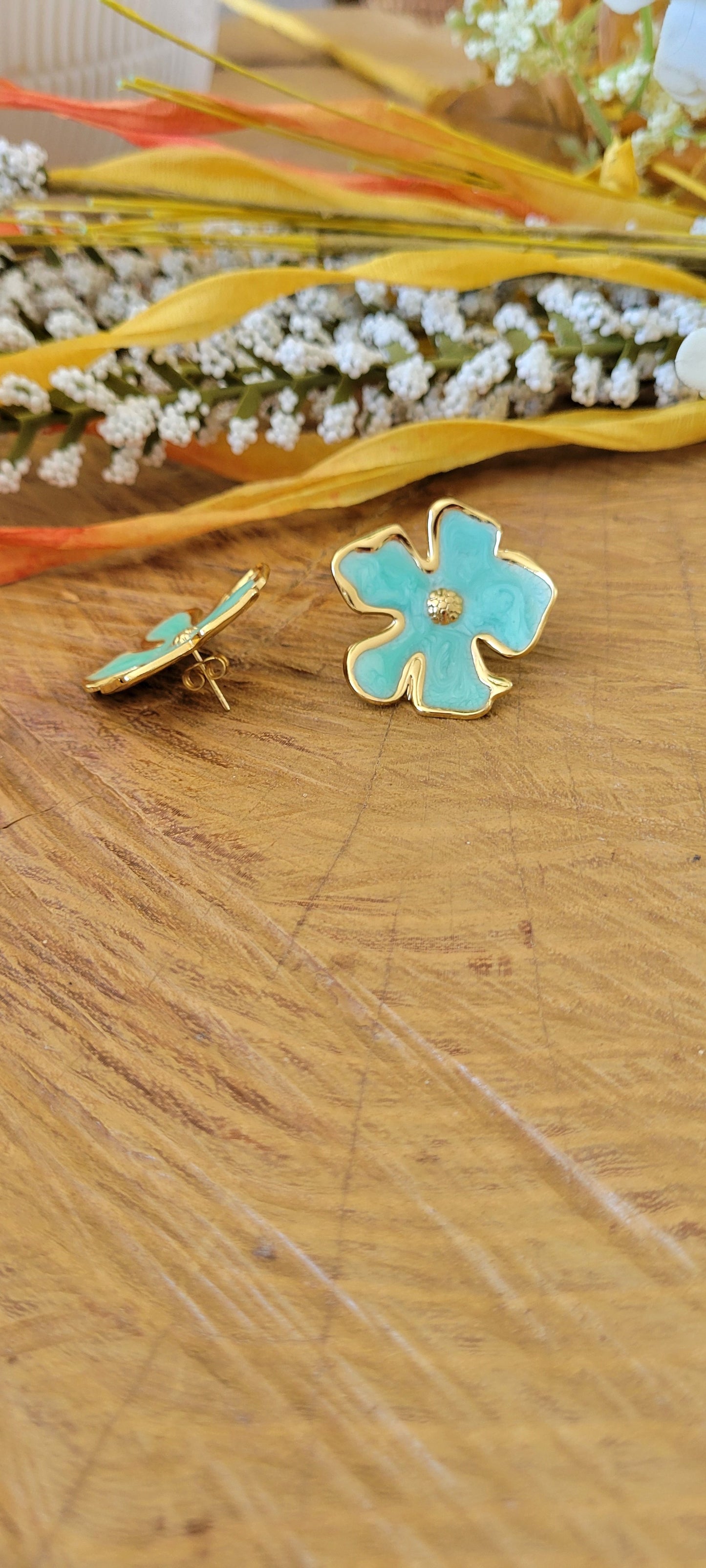 Boucles d'oreilles vert d'eau