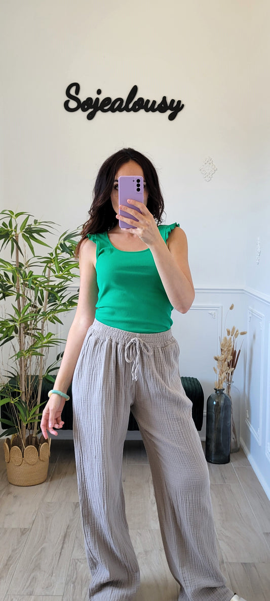 Pantalon gaze de coton Taupe