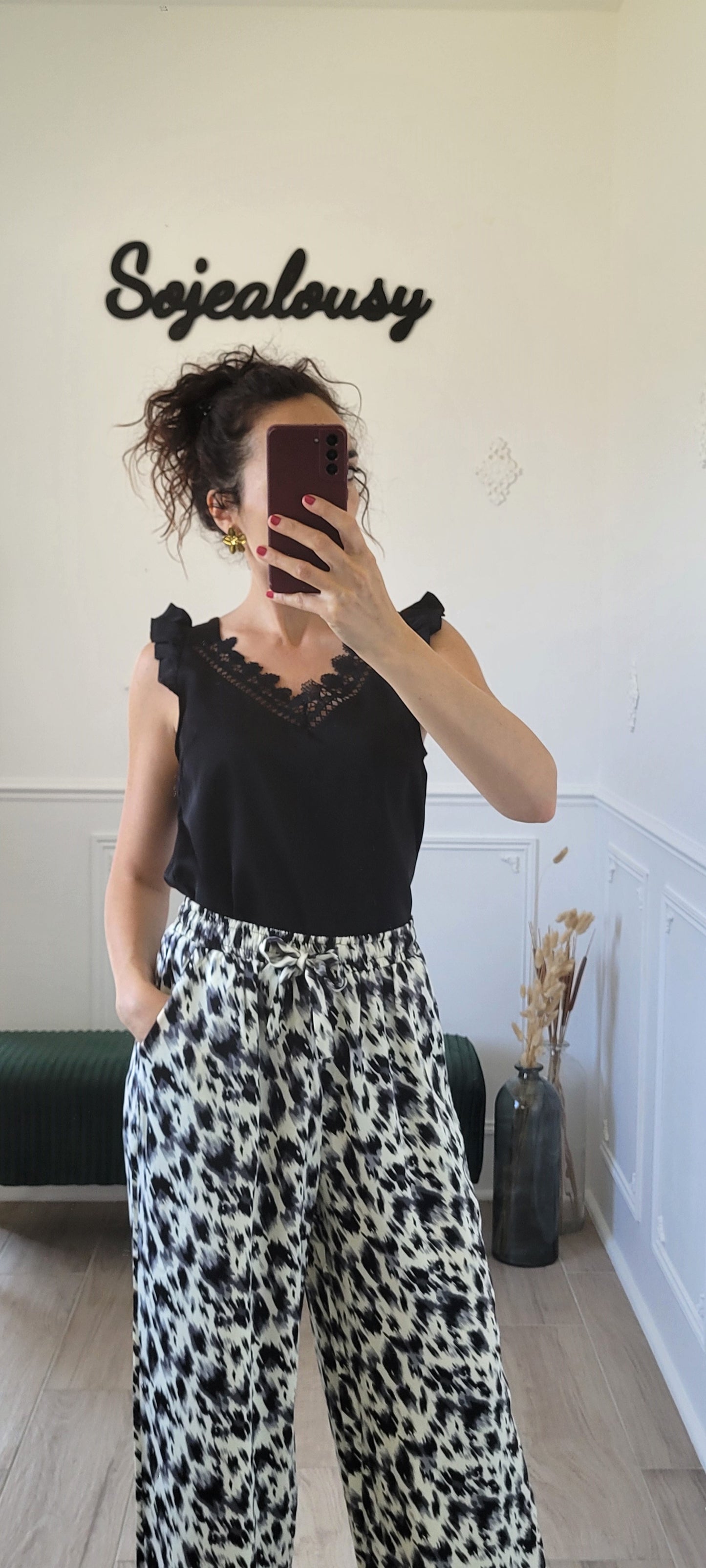 Top à dentelle noir Luna