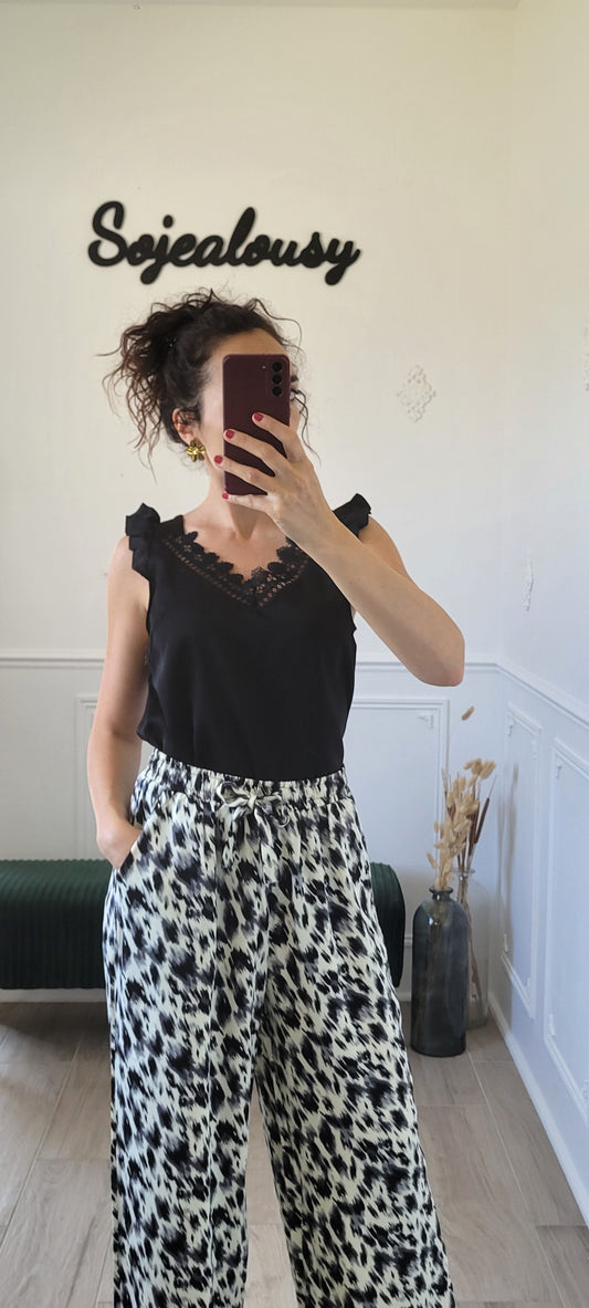 Top à dentelle noir Luna