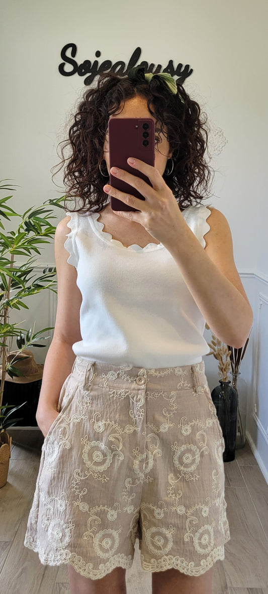 Short avec fleur bordées Elisa