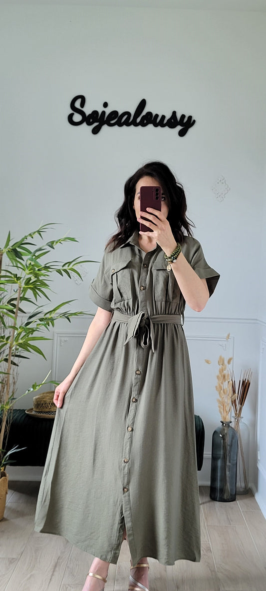Robe saharienne longue kaki Nala